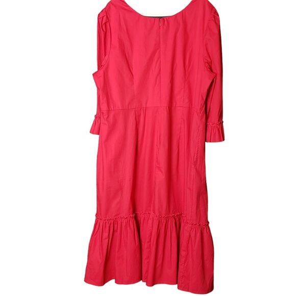 eShakti Wayward Fancie Ruffle Flounce Hem Poplin Dress Watermelon Size 3X - 24W - Picture 7 of 16